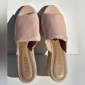NWOT Lauren Ralph Lauren Pink Slip on Wedges Espadrilles Size 9